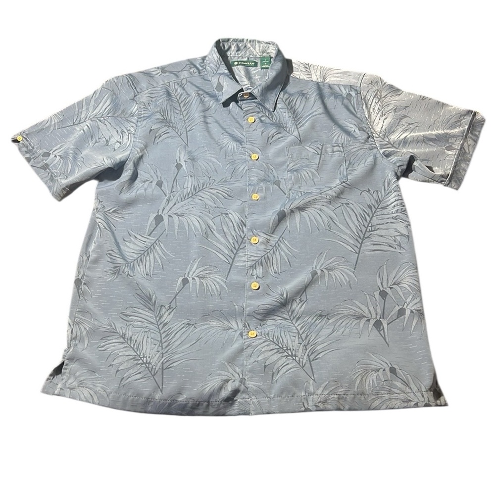 Cubavera Shirt Men’s Short Sleeve Blue Hawaiian Print Aloha Casual Size large